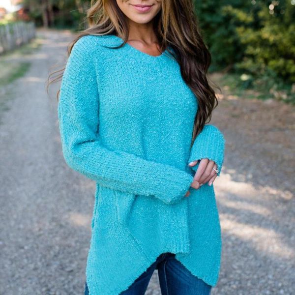 

women's sweaters solid color v-neck long sleeve slit knitted women's casual loose pullover fashion, White;black