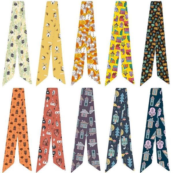 

scarves urban graffiti print variety bag handle tied scarf small for women neck wear handkerchief, Blue;gray