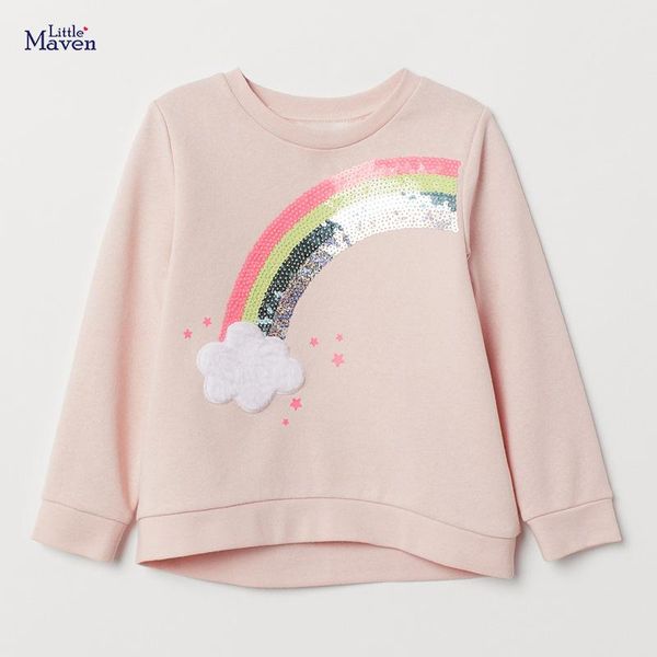 

hoodies & sweatshirts little maven baby girl clothes toddler autumn terry cotton rainbow cloud applique sweatshirt pink sweater for kid, Black