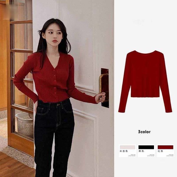 

2021 spring autumn new tightrope sweater with sleeve short women's cardigan jy93, White;black