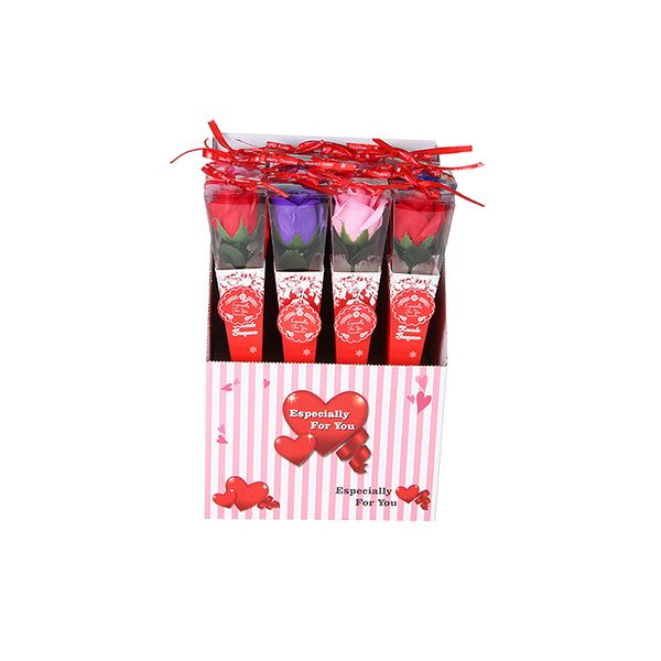 Fleurs décoratives romantiques Rose Roses artificielles avec boîte-cadeau Creative Valentines Day Christmas Home Decor