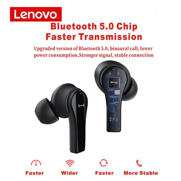 

lenovo ture wireless headphone qt82 touch control bluetooth earphones stereo hd talking mic headset with 400mah charging box
