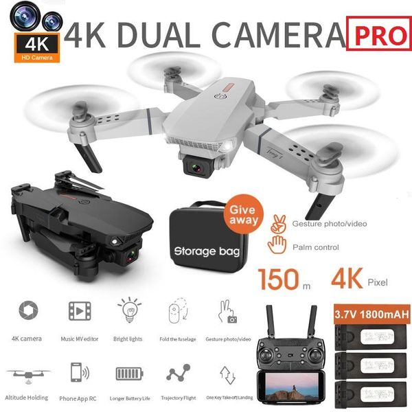 

drones 2021 e88 pro drone 4k hd with wide angle dual camera height hold wifi rc foldable quadcopter dron gift remote control toy