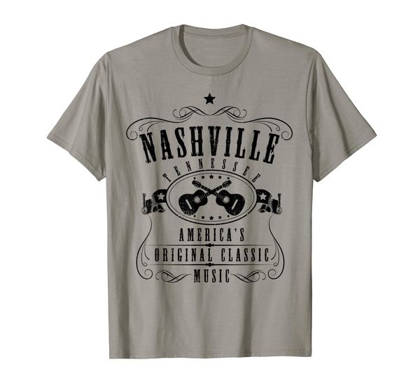

nashville vintage t-shirt country music city guitar shirt, White;black