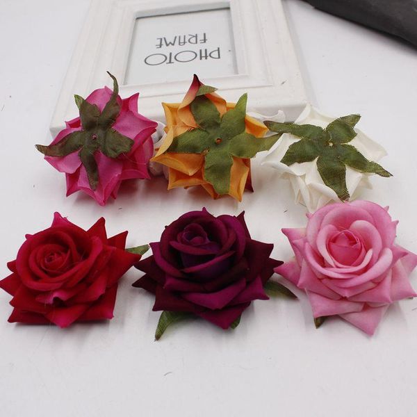 

decorative flowers & wreaths 8pcs artificial flower 6cm silk rose head wedding party home decoration diy wreath scrapbook gift box craft