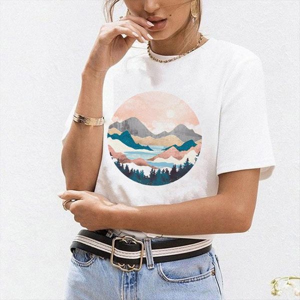 

harajuku style fashion landscape womens t shirt spring summer aesthetics short sleeve women o neck white tees
