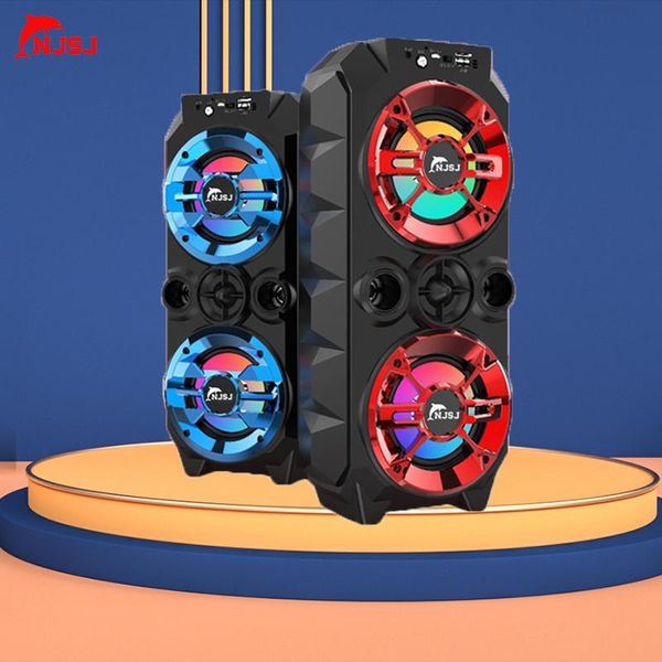 

portable speakers njsj bluetooth 20w boombox with subwoofer wireless outdoor speaker for home, party, camping, travel