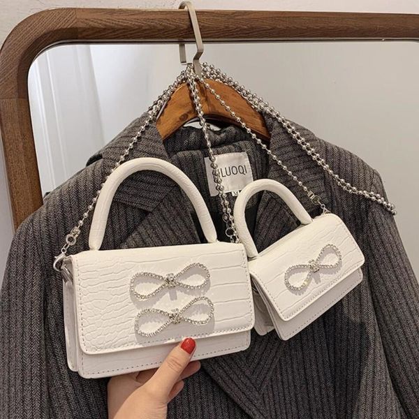 

evening bags stone pattern mini tote bag 2021 summer high-quality pu leather women's designer handbag cute bow shoulder messenger