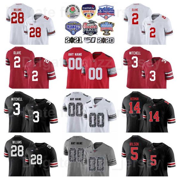 Maglia NCAA Football College Ohio State Buckeyes Uomo 7 CJ Stroud 28 Miyan Williams 2 Chris Olave 5 Garrett Wilson 14 Ronnie Hickman 3 Teradja Mitchell University