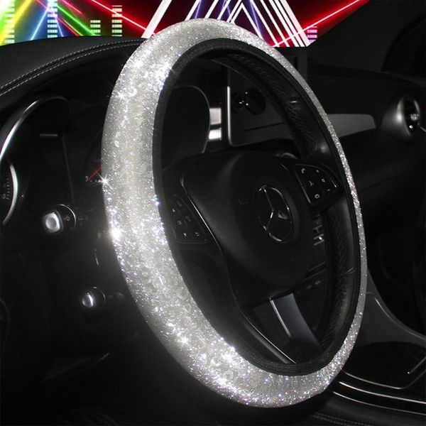 

steering wheel covers 37cm-38cm cover anti slip bling leopard universal white