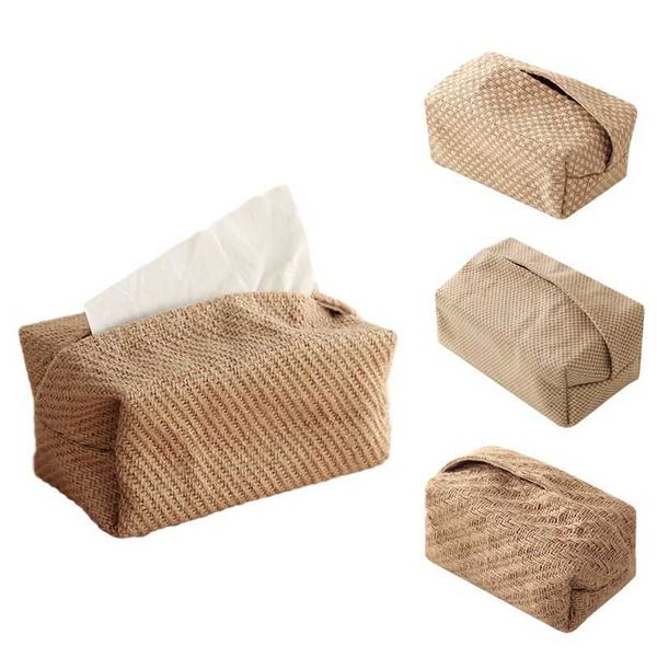 

tissue boxes & napkins japanese-style jute case napkin holder for living room table container home car papers dispenser