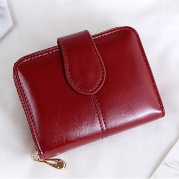 

short pu women wallet rits & button purse red small pocket cartera koop, Red;black