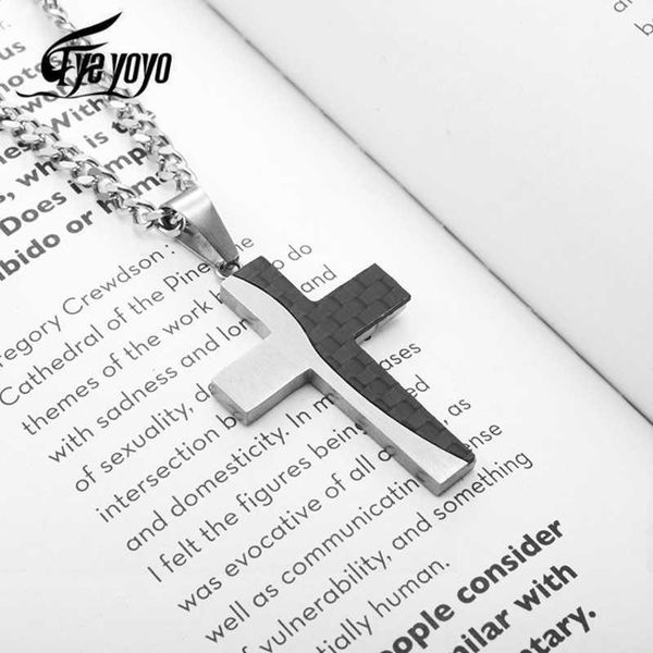 

pendant necklaces eyeyoyo titanium steel cross necklace for men minimalist jewelry male prayer chokers silver color gift