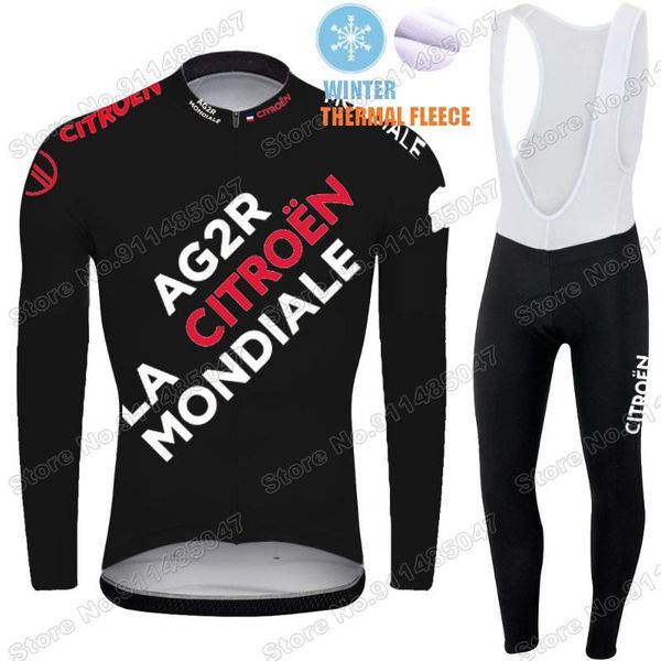 

racing sets winter ag2r team 2021 cycling clothing jersey set long sleeve mtb road bike pants bib maillot fietsshirt, Black;blue