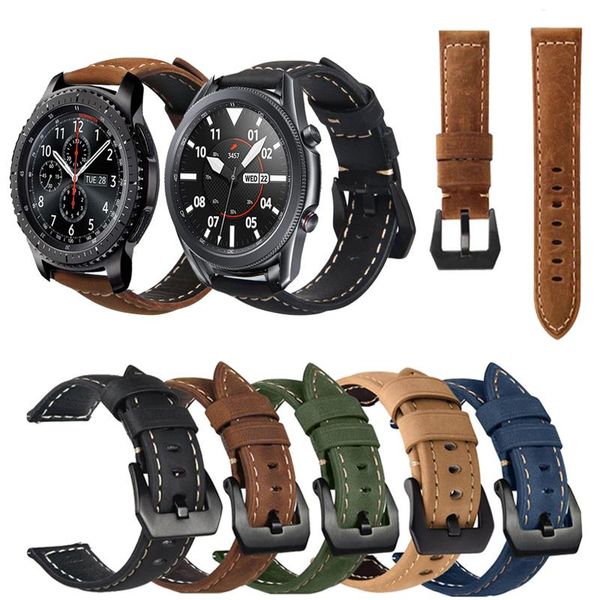 

watch bands crazy horse genuine leather strap band for samsung gear s3 frontier classic 46mm/watch3 45mm watchbands 22mm, Black;brown