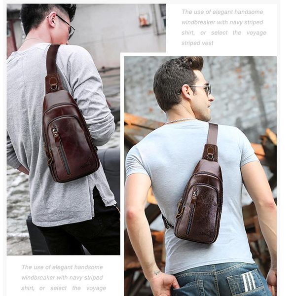 

men's genuine casual crossbody bags leather chest