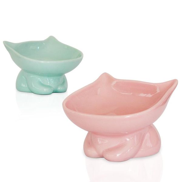 

cat bowls & feeders cervical spine protection ceramic pet cats food water feeder small dogs bowl non slip durable