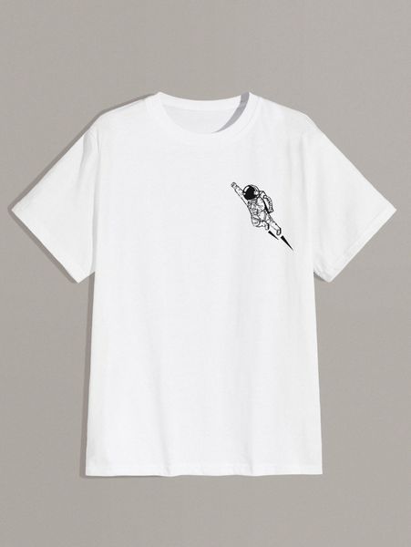 

romwe guys spaceman print tee j40l#, White;black