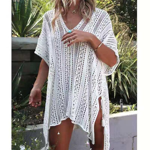

women's swimwear summer 2021 jun xiu bay europe and the united states a bikini hollow out beach holiday blouse is prevented bask in bat, White;black