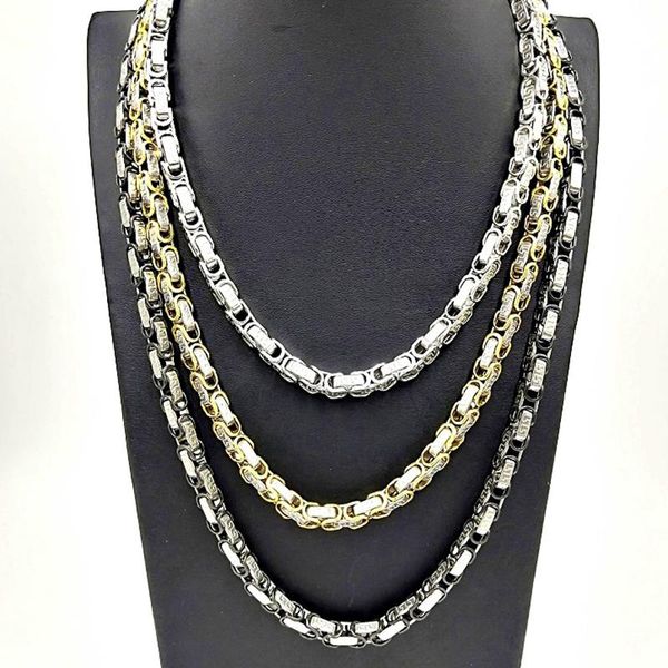 

chains men necklace chain stainless steel male accessorie hip hop gold black byzantium jewelry the neck wholesale, Silver