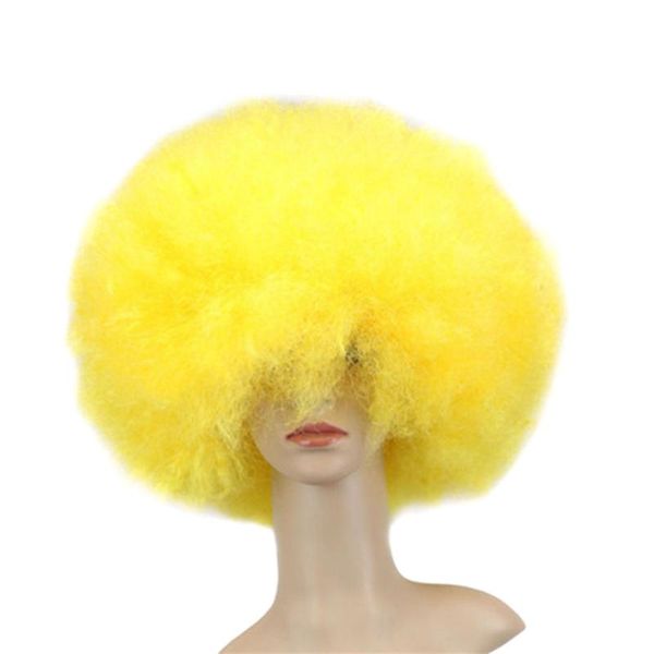

party hats clown hair wig cosplay showing fluffy ball-shape hairstyle headwear for masquerade christmas (yellow)
