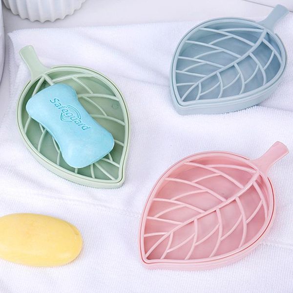 

hooks & rails 3pcs sponge holder non-slip storage rack case shower leaf shape drain soap box container plastic dispenser bathroom accessorie