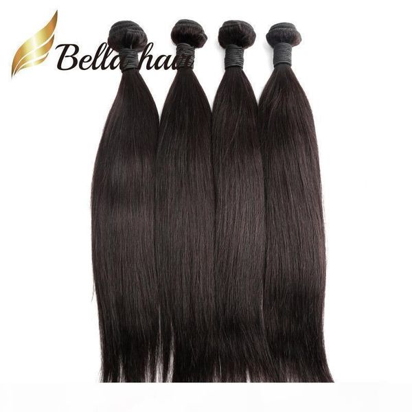 

bella hair 4bundles brazilian human hair weave 7a donor-hair natural black 8-24 inch thick neat tail straight hair weaves