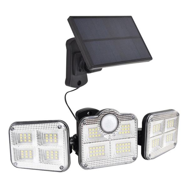 

outdoor led 3 head motion sensor remote control lamp solar light flood panel wall decorative lamps