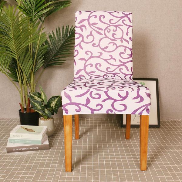 

chair covers home dining cover dazzling printed stretch slipcover removable washable silk protector (white)