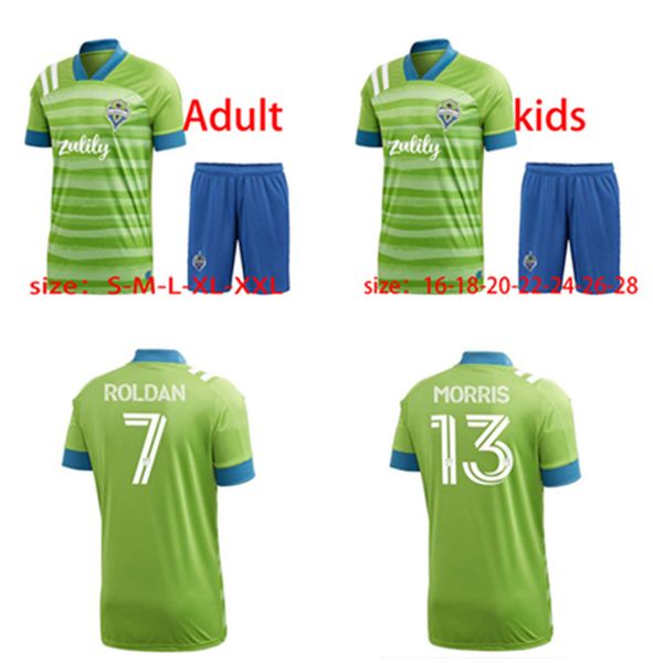 

2021 new seattle voice sportswear 20 21 green suit #7 rhodan #9 ruidiaz #13 morris custom football suit, Black;yellow