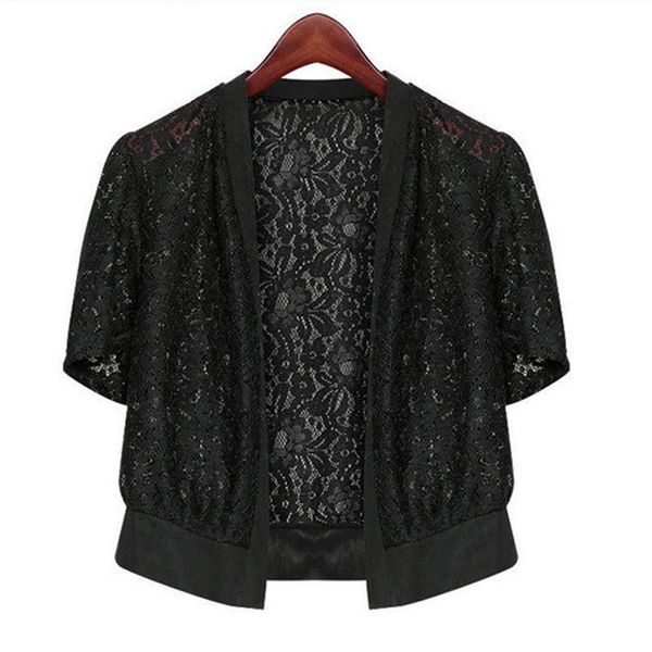

women's knits & tees women fashion cardigan female high street casual shirts short lace flower blouse solid shirt, White