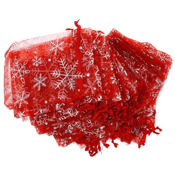 

gift wrap practical 50 pcs/set snowflake pattern organza bags christmas candy wedding favour pouch festive party