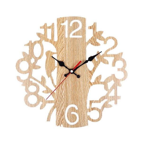 

wall clocks tree shaped european retro hollow wooden clock 3d decorative numerals quartz for home elegant decora