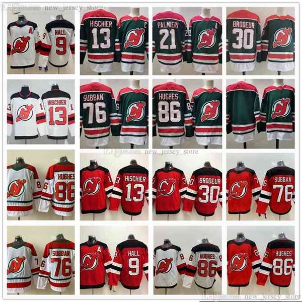 

96 2021 ice hockey devils 13 nico hischier jerseys green 86 jack hughes 76 pk subban 21 kyle palmieri 30 martin brodeur taylor hall, Black