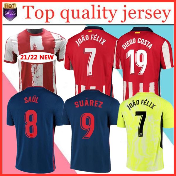 

new 21/22 joÃ£o fÃ©lix atletico soccer jerseys de madrid 2020 2021 suarez correa koke dembÃ©lÃ© carrasco m.llorente men+kids kit football jersey, Black