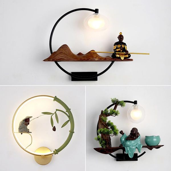 

wall lamp chinese style zen tea room creative lamps retro living bedroom
