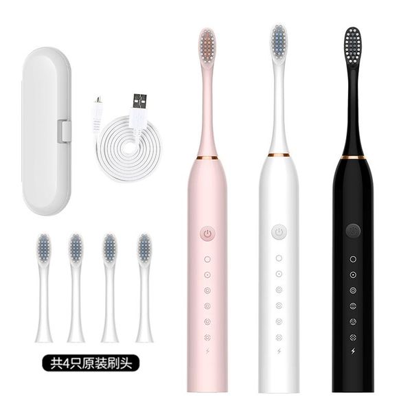 

smart electric toothbrush sonic tooth brush ultrasonic automatic usb fast rechargeable with 4 head gift