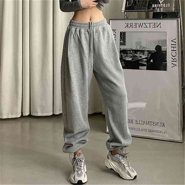 

women pants black jogging sweat for baggy sports pants gray jogger high waist sweat casual trousers for female 210925, Black;white