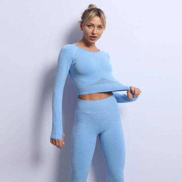 

tight skirt new yoga seamless slim long sleeve two 2020 piece suit designer, Gray