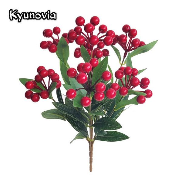 

artificial berries branch fake acacia beans 7 heads red fruit bunches xmas berries new year celebration interior decoration kw19