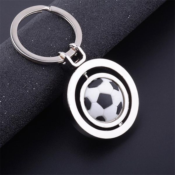 

1 piece new rotation football keychain fashion sport soccer ball key chains boy bag pendant trinket items, Silver