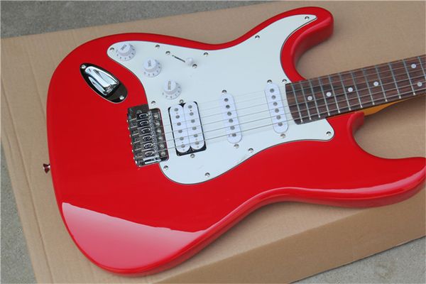 

6 strings red brown left handed electric guitar,yellow maple fretboard