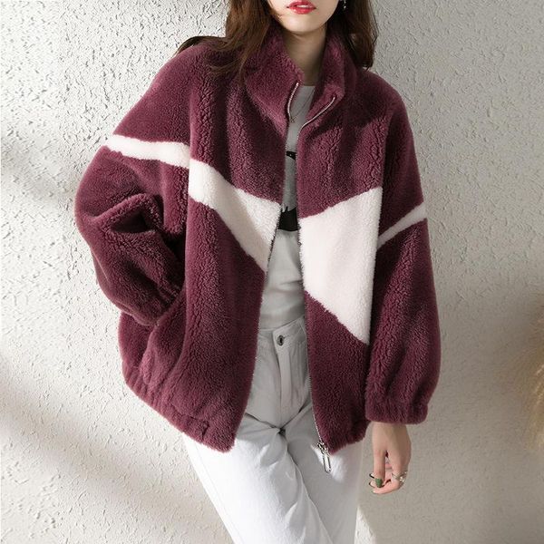 

women's fur & faux women 2021 winter fashion thicken warm real coats female genuine lamb jackets ladies short sheep shearling outwear s, Black