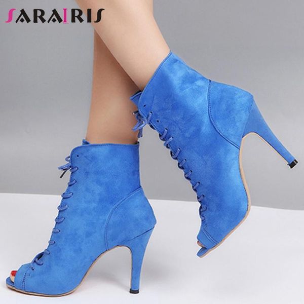 

dress shoes sarairis elegant office peep toe pumps women high heels ladies classic spring western style lace-up gladiator, Black