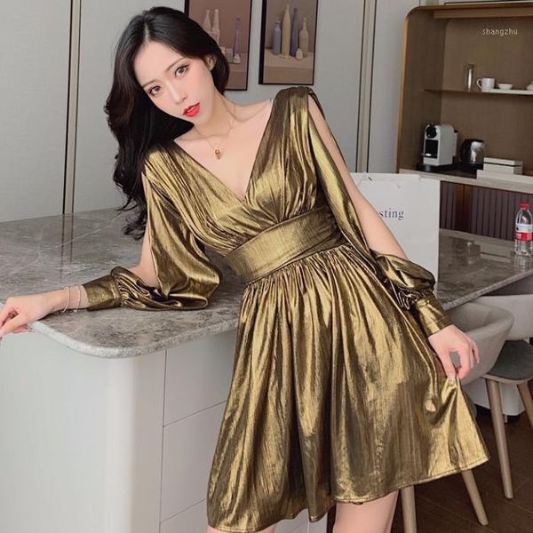 

casual dresses off shoulder mini dress women moda feminina v-neck backless spring summer party club gold vestidos ulzzang, Black;gray
