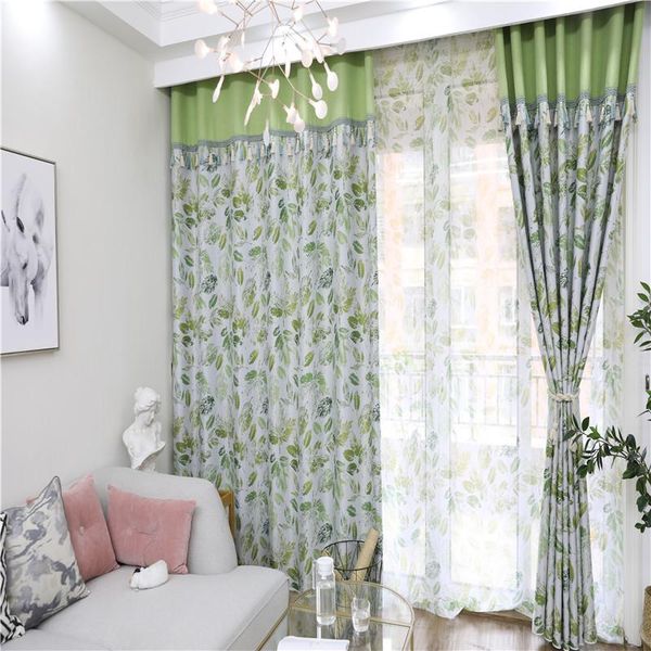 

curtain & drapes modern simple pastoral nordic curtainwith gold branches and jade leaves printing high shading curtains for living room bedr