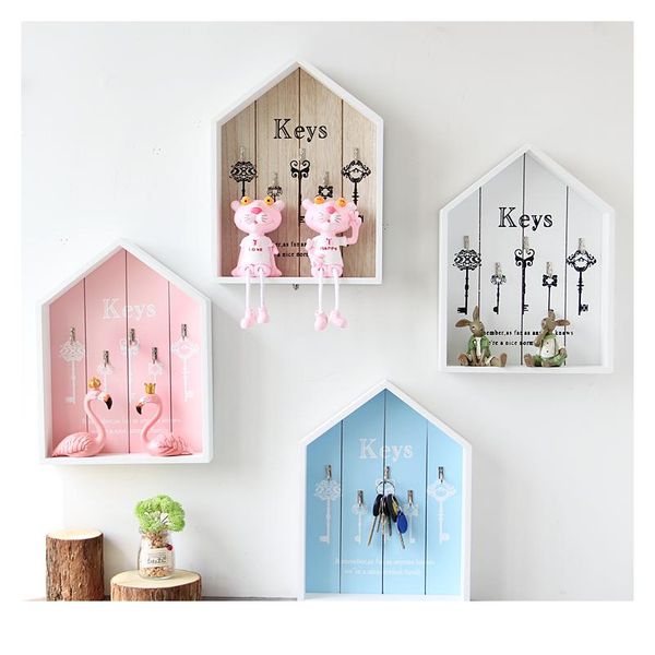

wall-mount handmade wooden key hook home wall decoration multi-purpose wall hanging hook for keys ring storage holder ke qylsme