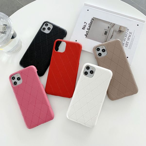 

designers leather phone cases for iphone 12 mini 11 pro max xs xr x 8 7 plus samsung s20 s21 note 20 fashion lingge cover case