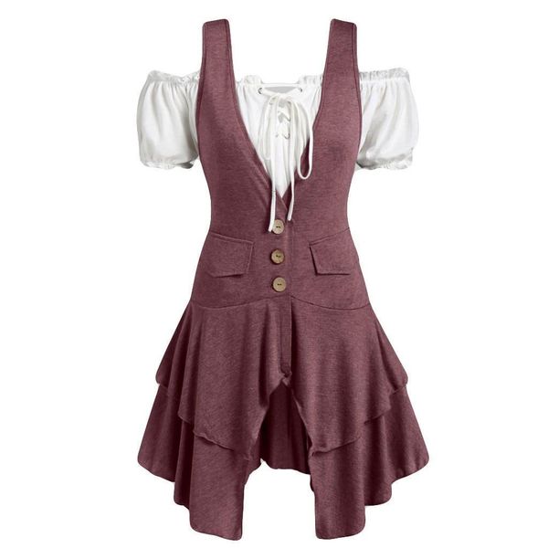 

women's sets women plus size coat roupas femininas button pocket layered tank set ropa para mujer, Gray