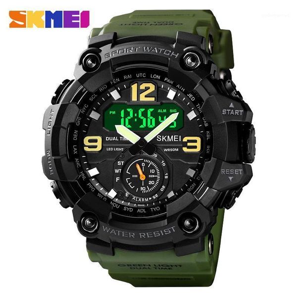

men sports watches skmei brand analog quartz digital watch multifunctional led military relogio masculino 1637 wristwatches, Slivery;brown